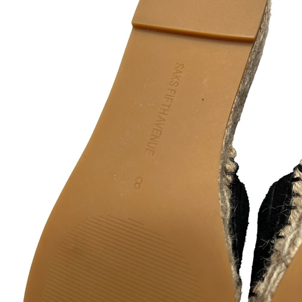 NWOT SAKS FIFTH AVENUE Lunetta Woven Platform Black Slides Sandals Women Size 8 - Picture 14 of 16